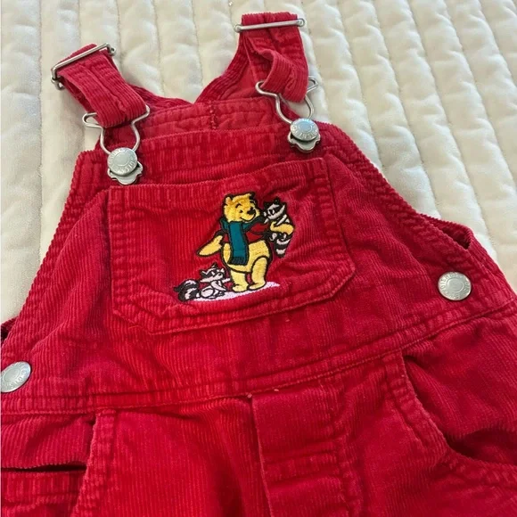 Disney Winnie The Pooh Red Corduroy Overalls Vintage 12 Month - Picture 3 of 8